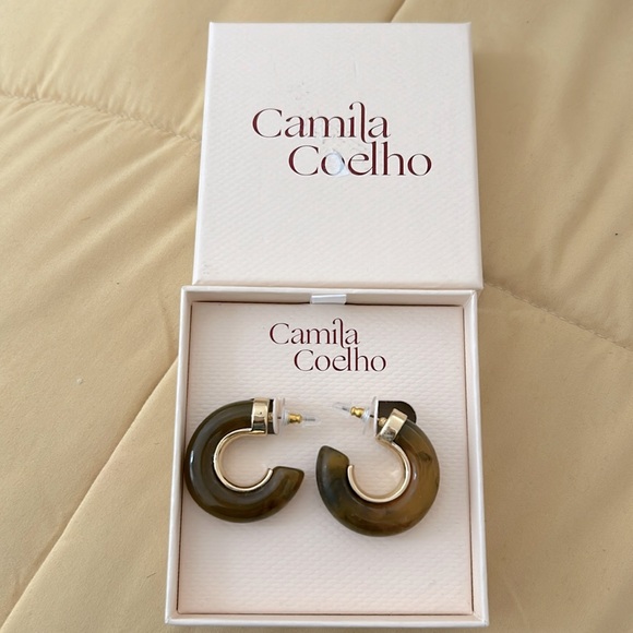 Camila Coelho Tortoise Gold Hoop Earrings - Picture 1 of 3